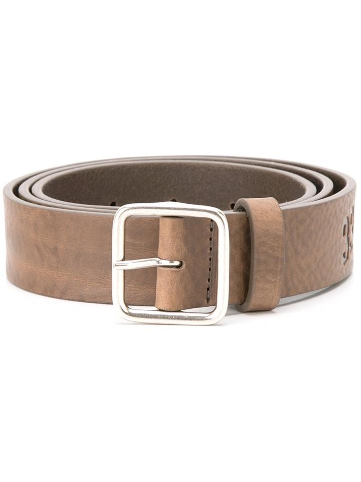 Closed Buckled Belt, Men's, Size: 100, Nude/neutrals, Calf Leather