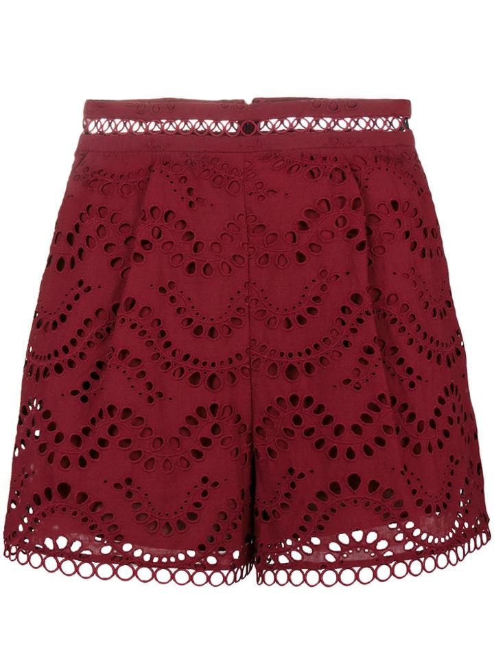 Zimmermann Broderie Anglaise Shorts - Red