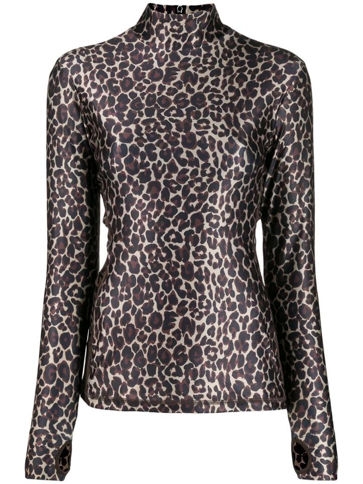 Golden Goose Leopard-print Turtleneck Top - Brown