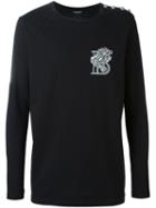 Balmain Lion Emblem T-shirt, Men's, Size: Large, Black, Cotton
