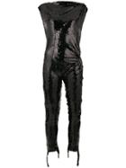 Paco Rabanne Asymmetric Sequinned Jumpsuit - Black