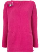 Ermanno Scervino Round Neck Sweater With Appliqué Detail - Pink &