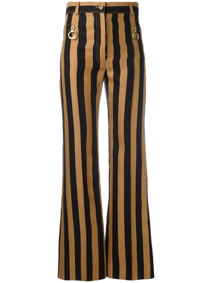 Nina Ricci - Striped Flared Trousers - Women - Cotton - 42, Women's, Black, Cotton