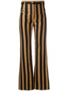 Nina Ricci - Striped Flared Trousers - Women - Cotton - 42, Women's, Black, Cotton