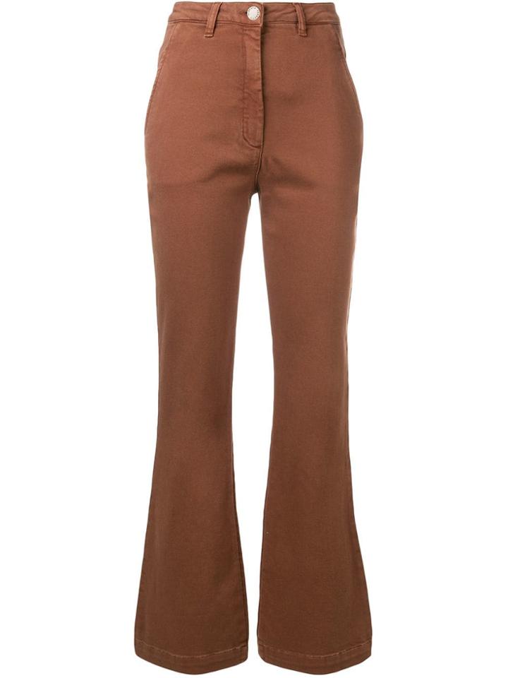 Alberta Ferretti Flared Slim-fit Trousers - Brown