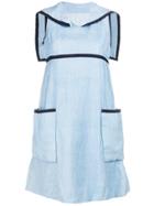William Vintage Contrast Flared Mini Dress - Blue