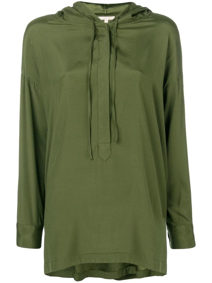 Gold Hawk Drawstring Long-sleeve Blouse - Green