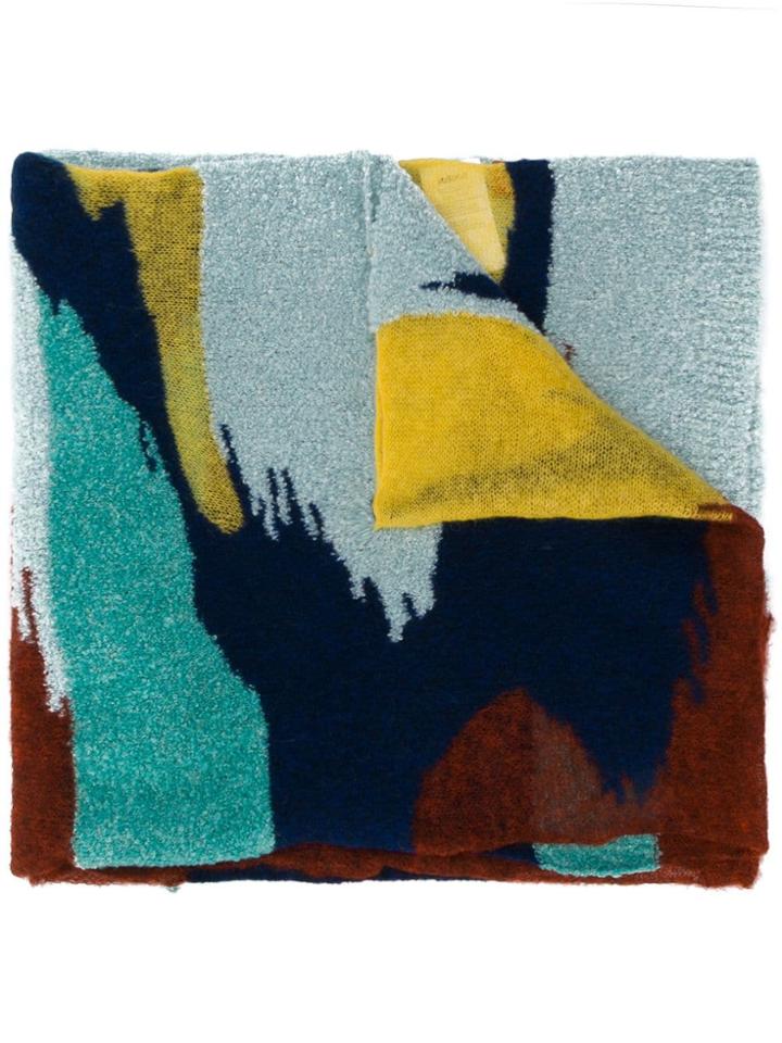 Missoni Knitted Colour Block Scarf - Blue