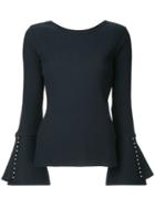 Le Ciel Bleu Pearl Trimming Cuffs Blouse - Blue