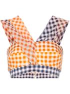 Silvia Tcherassi Hinojo Gingham Check Top - Orange