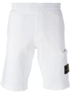 Stone Island Logo Pocket Bermuda Shorts, Men's, Size: Small, White, Cotton