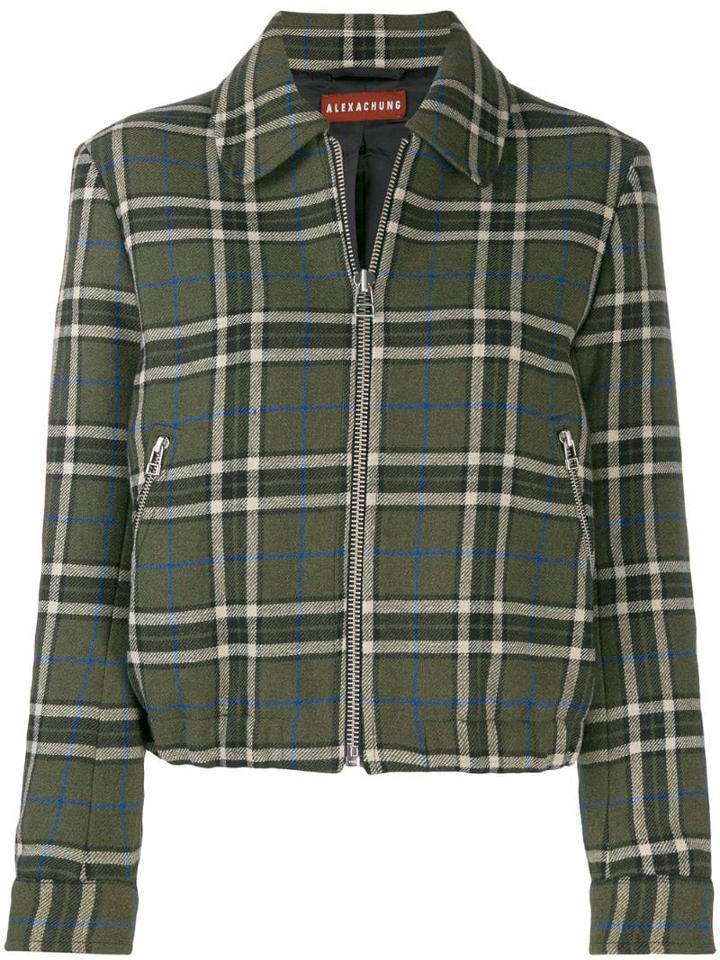Alexa Chung Zip-up Check Jacket - Green