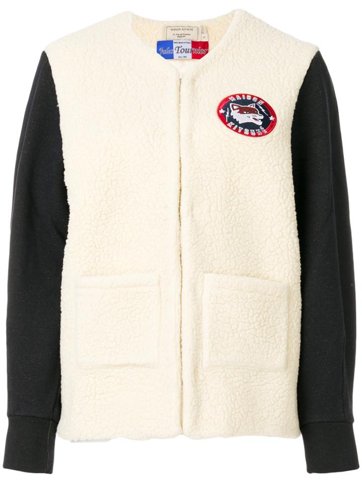 Maison Kitsuné Shearling Panel Cardigan - White
