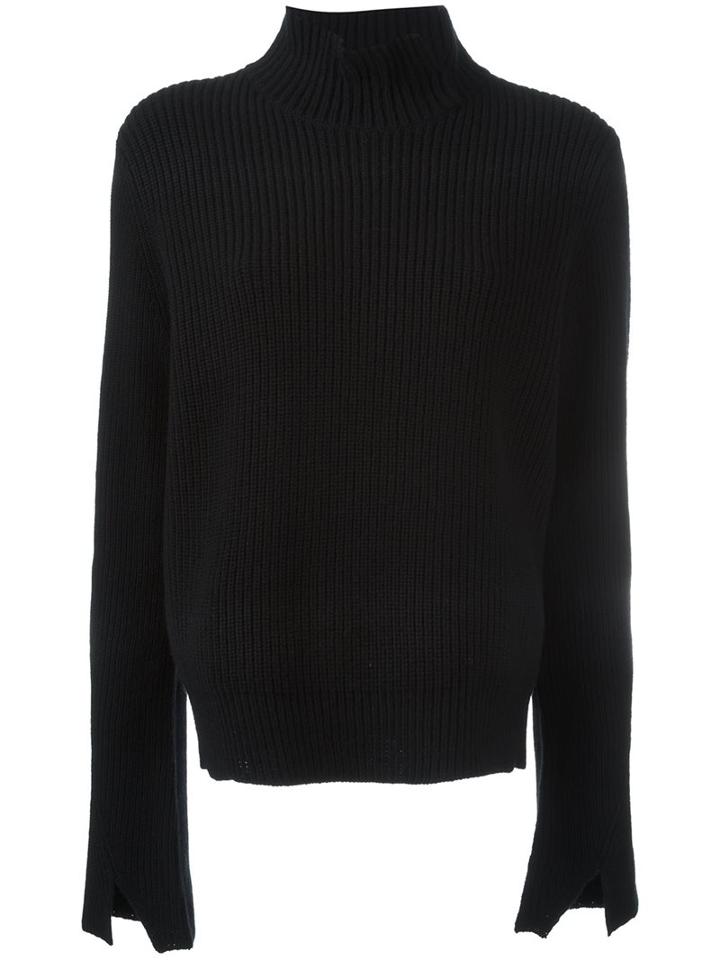 Proenza Schouler Ribbed Roll Neck Jumper, Women's, Size: Medium, Black, Cashmere/wool