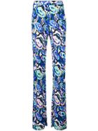 Emilio Pucci Abstract Floral Bootcut Trousers - Blue