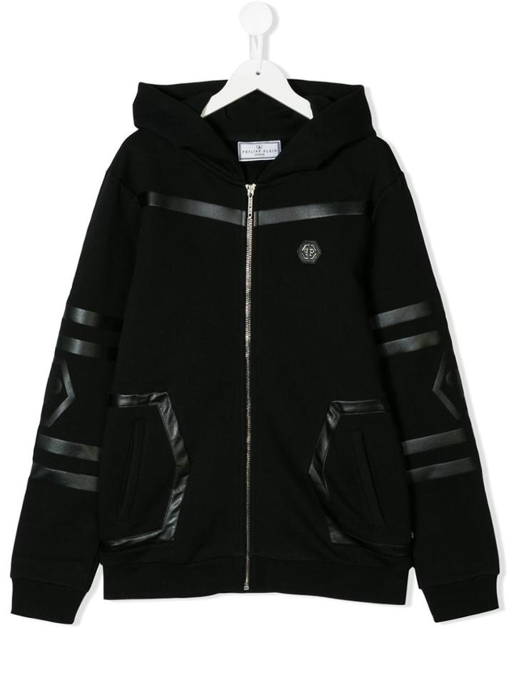 Philipp Plein Junior Teen Panelled Zipped Hoodie - Black