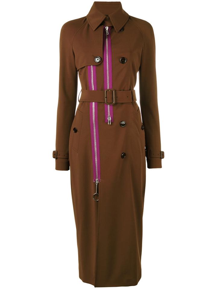 Givenchy - Zip Panel Trench Coat - Women - Silk/polyamide/polyester/viscose - 38, Brown, Silk/polyamide/polyester/viscose