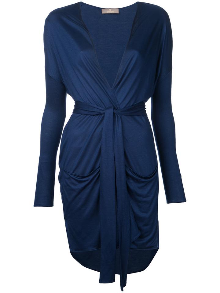 Cruciani - Belted Cardigan - Women - Viscose - 40, Blue, Viscose