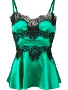 Dolce & Gabbana Lace Insert Cami, Women's, Size: 50, Green, Silk/cotton/spandex/elastane