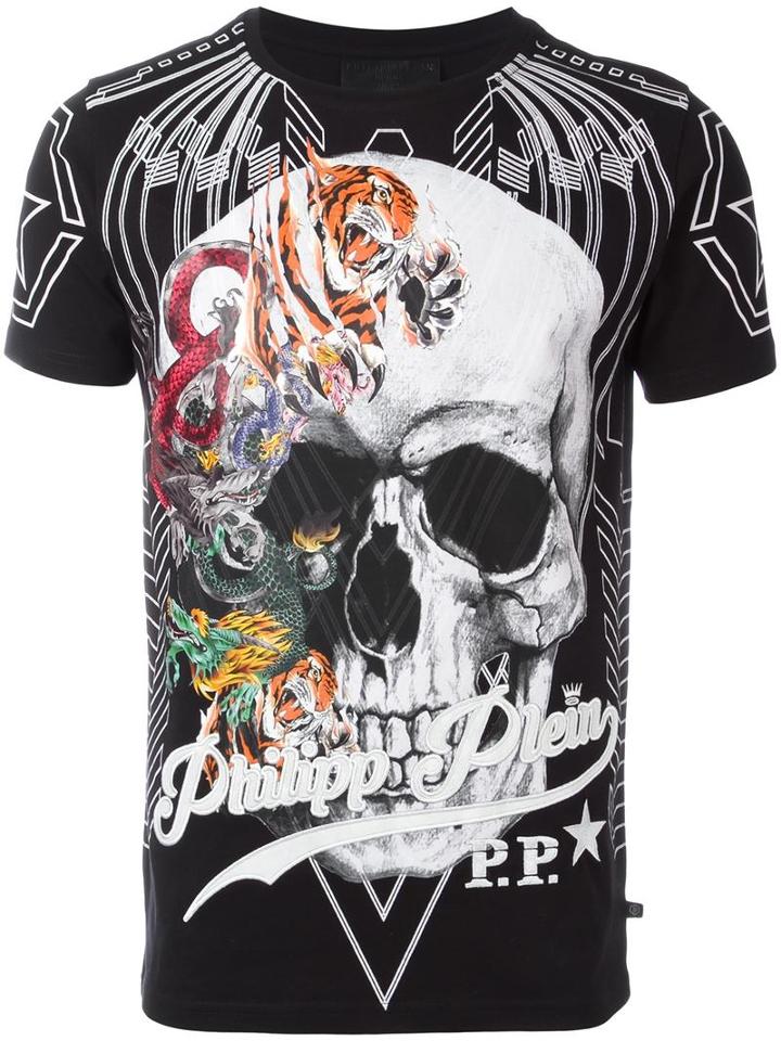 Philipp Plein 'animals Skull' T-shirt, Men's, Size: Medium, Black, Cotton