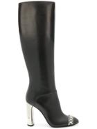 Casadei Chain Embellished Knee Length Boots - Grey