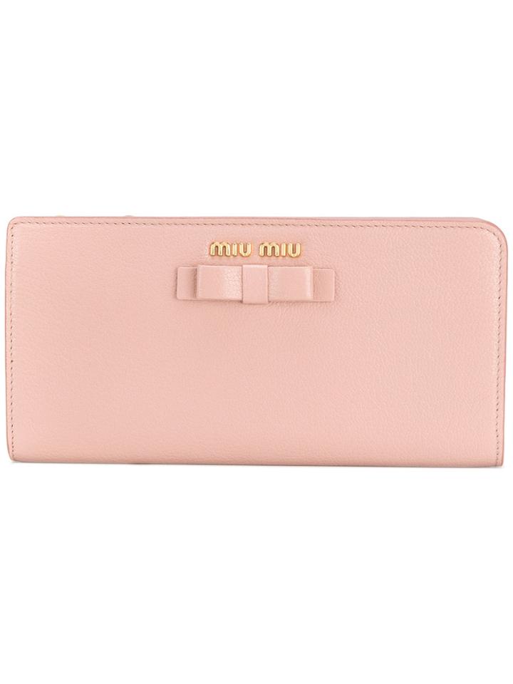 Miu Miu Bow Continental Wallet - Pink & Purple