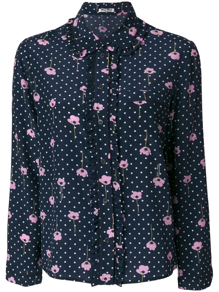 Miu Miu Floral Pajama Shirt - Blue