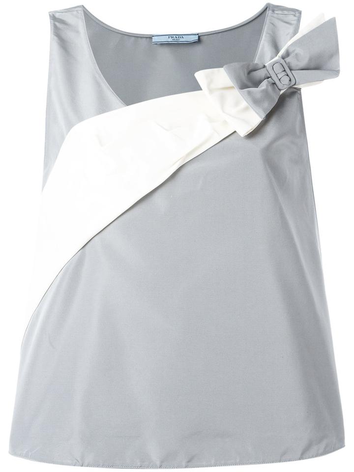 Prada Bow Detail Tank Top, Women's, Size: 38, Grey, Silk