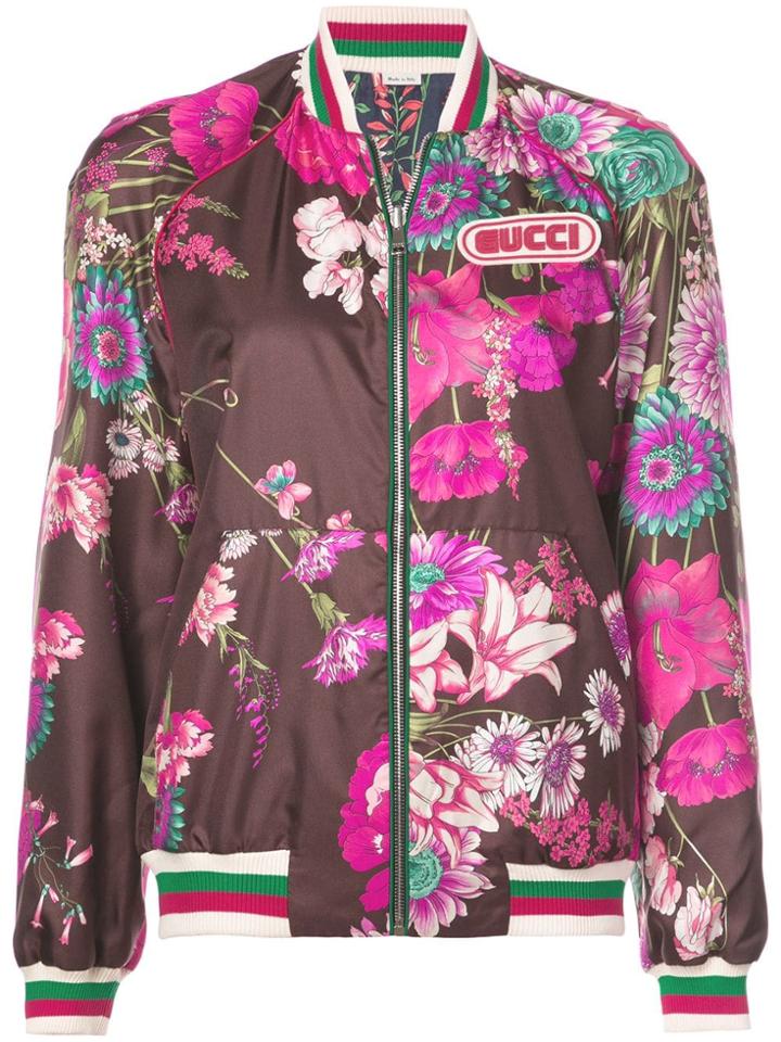 Gucci Floral Print Bomber Jacket - Brown