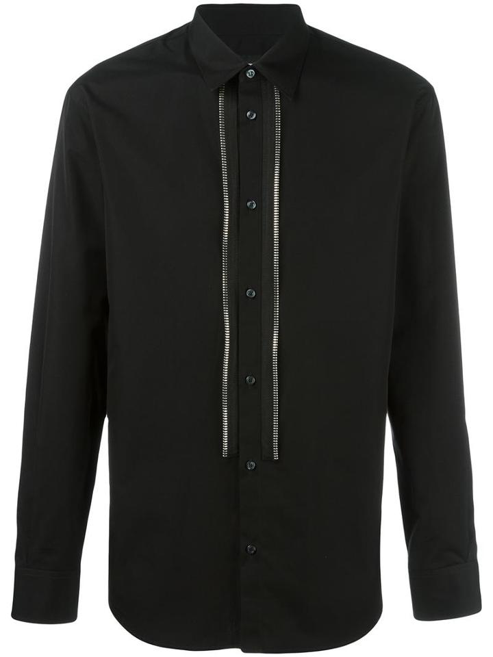 Dsquared2 Open Zip Placket Shirt, Men's, Size: 50, Black, Cotton