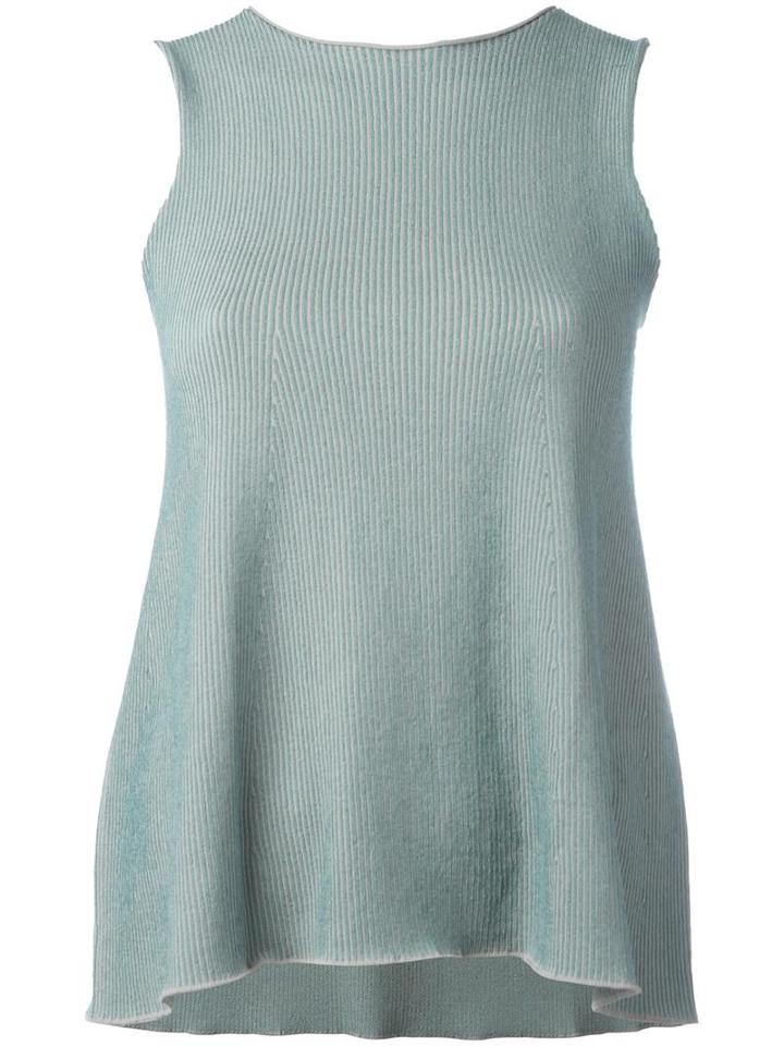 Armani Collezioni Striped Flared Tank, Women's, Size: 44, Blue, Viscose/polyester/polyamide