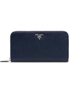 Prada Large Saffiano Leather Wallet - Blue