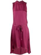 Ann Demeulemeester High Ruffled Neckline Dress - Red