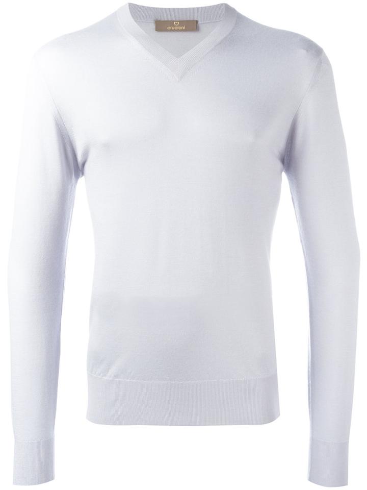 Cruciani V Neck Jumper, Size: 50, Nude/neutrals, Cashmere/silk