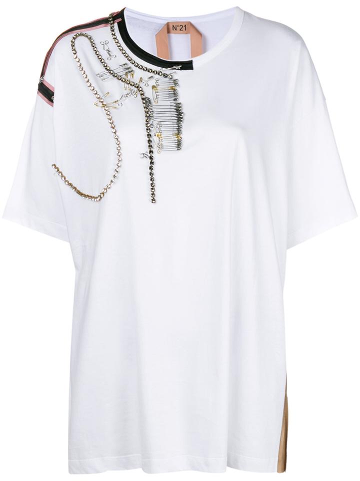 No21 Embellished T-shirt - White