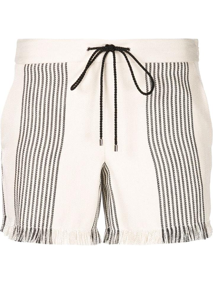 Derek Lam Frayed Drawstring Shorts, Women's, Size: 38, White, Cotton/polyester/acrylic