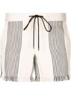 Derek Lam Frayed Drawstring Shorts, Women's, Size: 38, White, Cotton/polyester/acrylic
