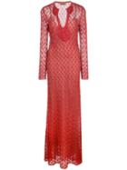 Missoni Long Lace Dress - Red