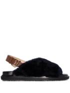 Marni Fussbett Faux Fur Sandals - Black