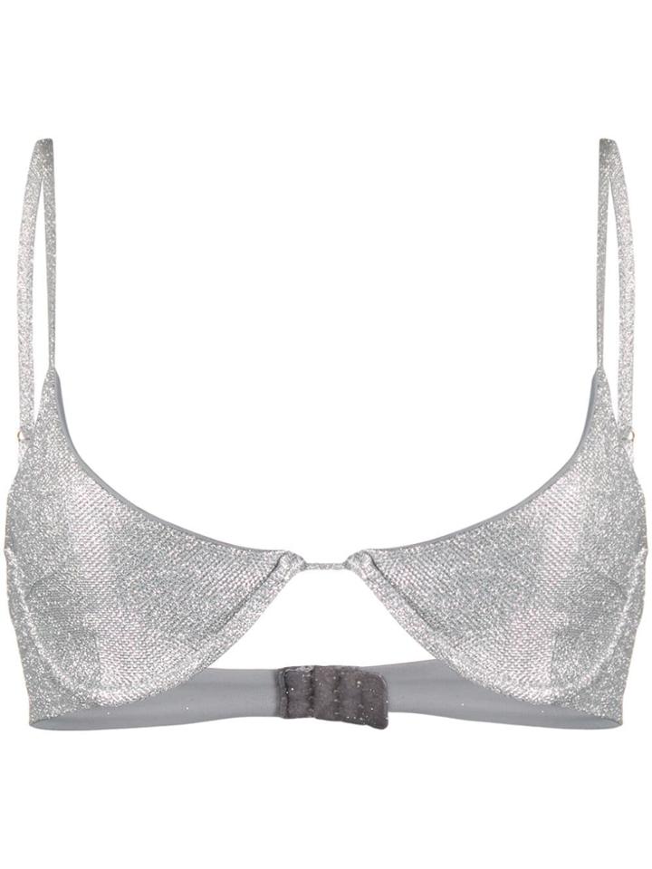 Danielle Guizio Lure Bikini Top - Silver
