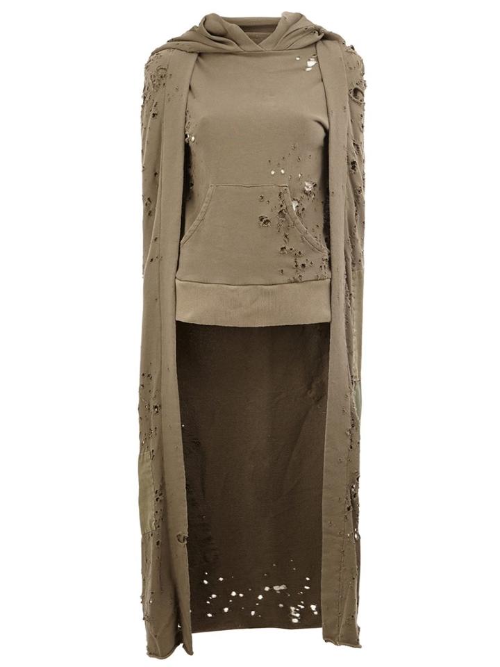 Greg Lauren 'army Hero' Cape Hoodie, Women's, Size: 2, Green, Cotton