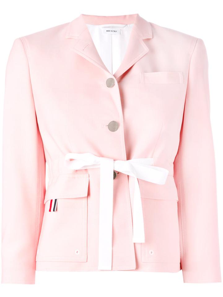 Thom Browne - Fitted Blazer - Women - Silk/cotton/wool - 38, Women's, Pink/purple, Silk/cotton/wool