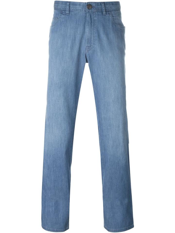 Brioni Straight Leg Jeans, Men's, Size: 40, Blue, Cotton/spandex/elastane