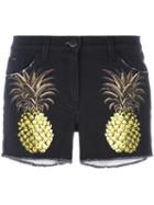 Giamba Pineapple Shorts, Women's, Size: 40, Black, Cotton/spandex/elastane/leather