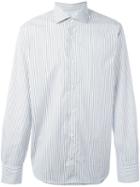 Eleventy Striped Button Down Shirt, Men's, Size: 44, Grey, Cotton/polyamide/spandex/elastane