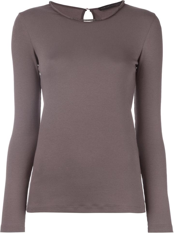 Fabiana Filippi Round Neck Longsleeved T-shirt, Women's, Size: 44, Grey, Cotton/spandex/elastane