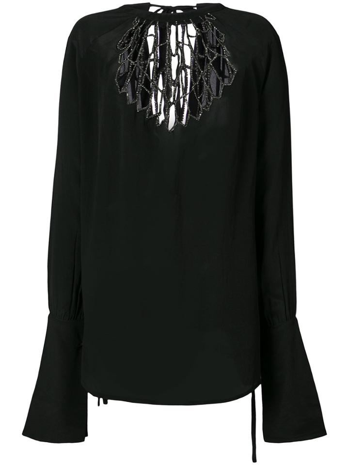 Ann Demeulemeester Embellished Web Blouse - Black