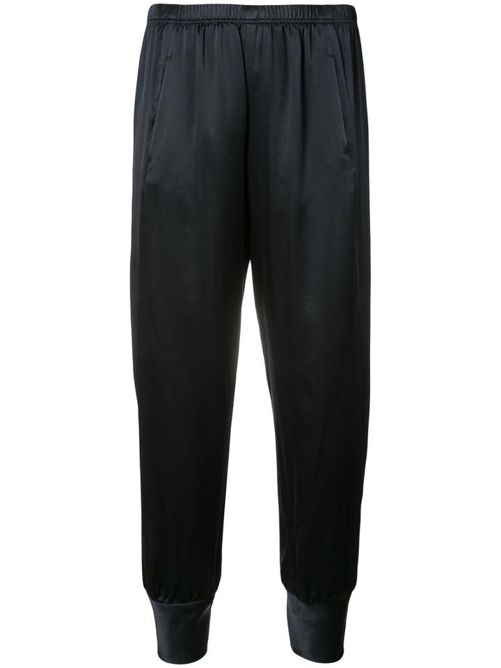 Vince - Slim Cropped Joggers - Women - Silk - L, Blue, Silk
