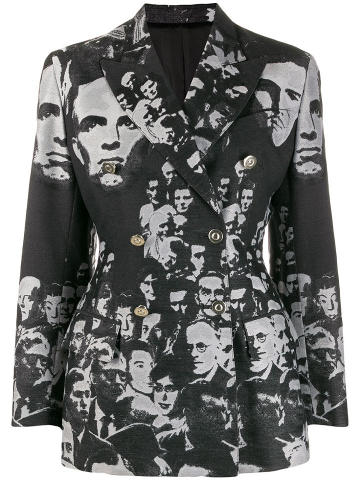 Jean Paul Gaultier Pre-owned 1992 Embroidered Face Blazer - Black