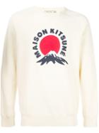 Maison Kitsuné 'fuji Mountain' Print Sweatshirt, Men's, Size: Medium, Nude/neutrals, Cotton